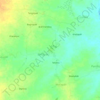 Mapa topográfico Arjunda, altitud, relieve
