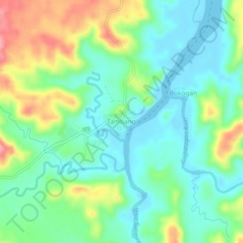 Mapa topográfico Tambang, altitud, relieve