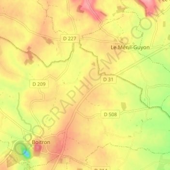 Mapa topográfico Avé, altitud, relieve
