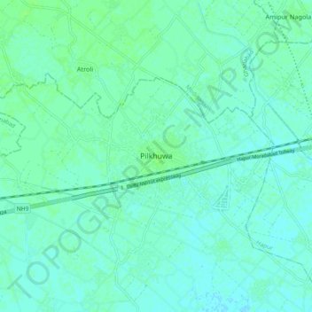 Mapa topográfico Pilkhuwa, altitud, relieve