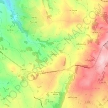 Mapa topográfico Maloyre, altitud, relieve