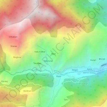 Mapa topográfico Nyul, altitud, relieve