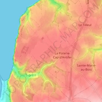 Mapa topográfico Le Presbytère, altitud, relieve