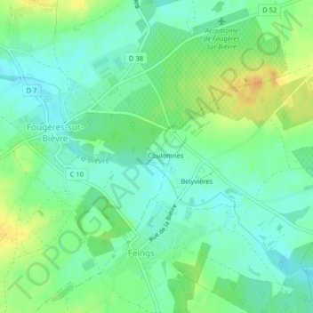 Mapa topográfico Coulomme, altitud, relieve