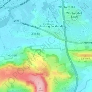 Mapa topográfico Elborough, altitud, relieve