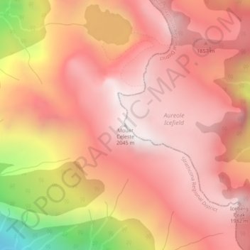 Mapa topográfico Mount Celeste, altitud, relieve