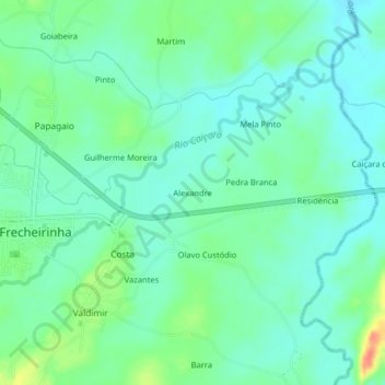 Mapa topográfico Alexandre, altitud, relieve