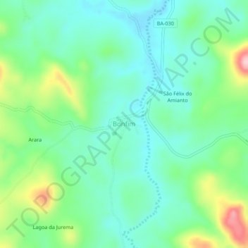 Mapa topográfico Bonfim, altitud, relieve