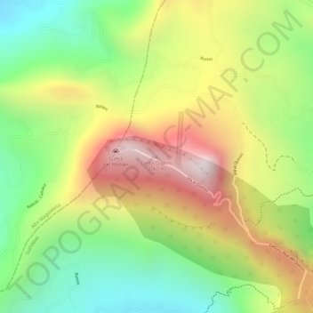 Mapa topográfico Cerro Quinini, altitud, relieve