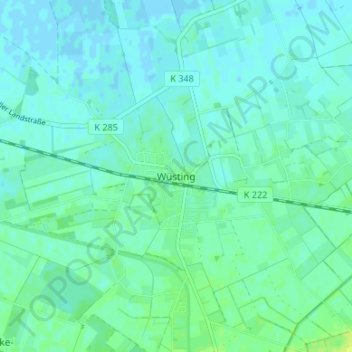 Mapa topográfico Wüsting, altitud, relieve