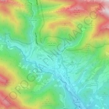 Mapa topográfico Sant Sebastià, altitud, relieve