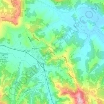 Mapa topográfico Bionzo, altitud, relieve