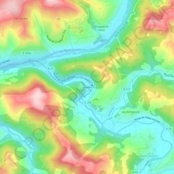 Mapa topográfico Janolles, altitud, relieve