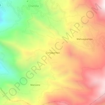Mapa topográfico Cochapampa, altitud, relieve