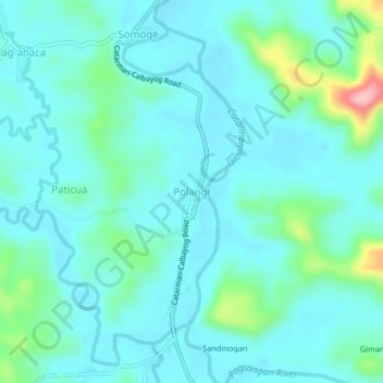 Mapa topográfico Polangi, altitud, relieve