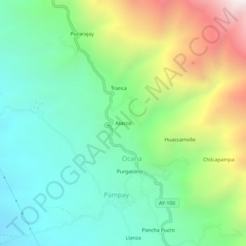 Mapa topográfico Atacco, altitud, relieve
