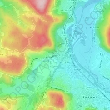 Mapa topográfico Ranfaing, altitud, relieve