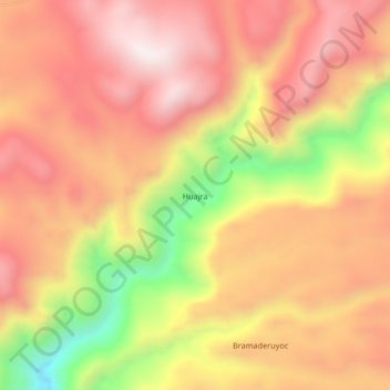 Mapa topográfico Huajra, altitud, relieve