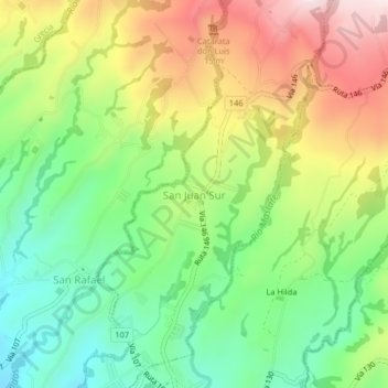 Mapa topográfico San Juan Sur, altitud, relieve