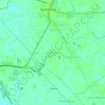 Mapa topográfico San Pedro, altitud, relieve