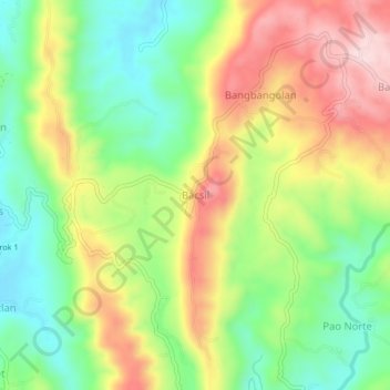 Mapa topográfico Bacsil, altitud, relieve