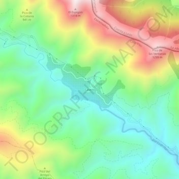 Mapa topográfico Cabezo, altitud, relieve