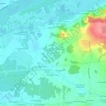 Mapa topográfico Les Places, altitud, relieve