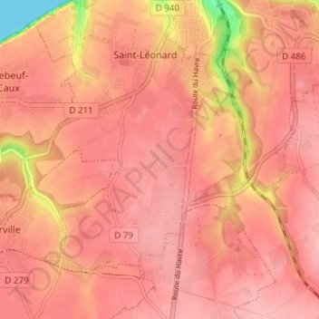 Mapa topográfico La Croix Bigot, altitud, relieve