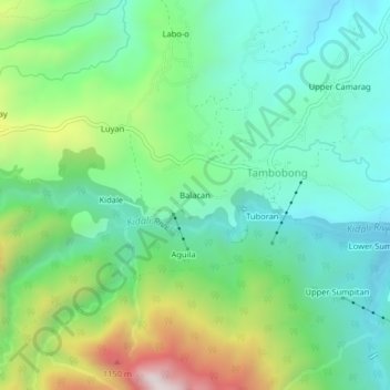 Mapa topográfico Balacan, altitud, relieve