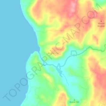 Mapa topográfico Alipanta, altitud, relieve