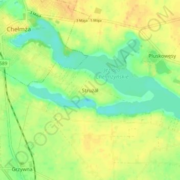 Mapa topográfico Strużal, altitud, relieve