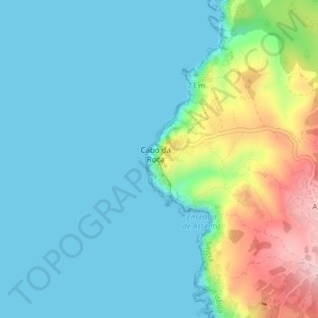 Mapa topográfico Cape Roca, altitud, relieve
