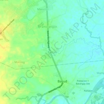 Mapa topográfico Bactas, altitud, relieve