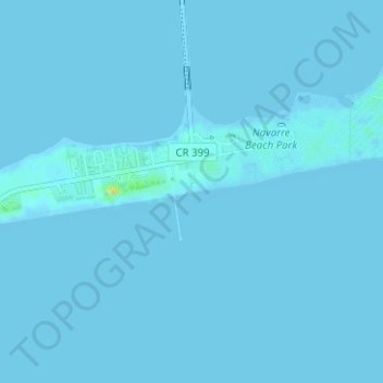 Mapa topográfico Navarre Beach, altitud, relieve