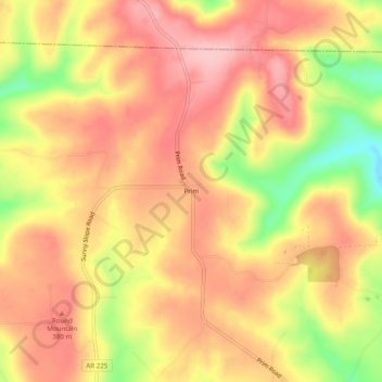 Mapa topográfico Prim, altitud, relieve