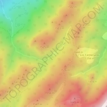 Mapa topográfico Las Canalejas, altitud, relieve