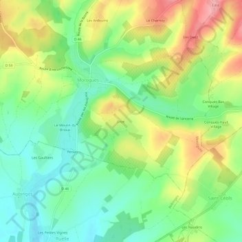 Mapa topográfico Loye, altitud, relieve
