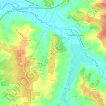 Mapa topográfico Le Clos, altitud, relieve