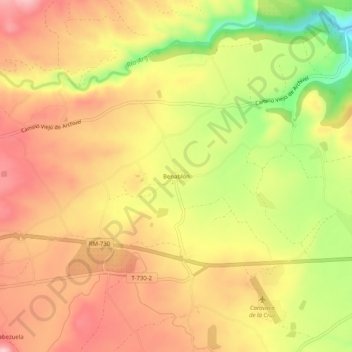 Mapa topográfico Benablón, altitud, relieve