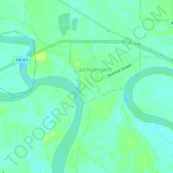 Mapa topográfico Jacksonport State Park, altitud, relieve