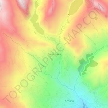 Mapa topográfico Paru Paru, altitud, relieve