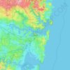Mapa topográfico Sydney, altitud, relieve