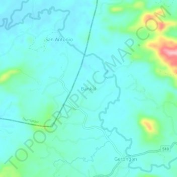 Mapa topográfico Bankal, altitud, relieve