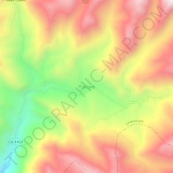 Mapa topográfico Palcoyo, altitud, relieve