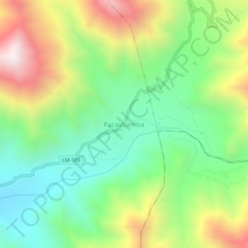 Mapa topográfico Pacaybamba, altitud, relieve