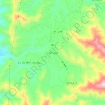 Mapa topográfico Chinacá, altitud, relieve