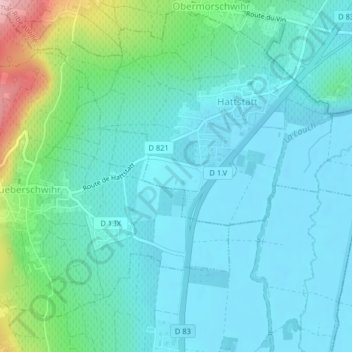 Mapa topográfico Hartz, altitud, relieve