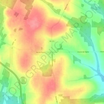 Mapa topográfico Saint-André, altitud, relieve