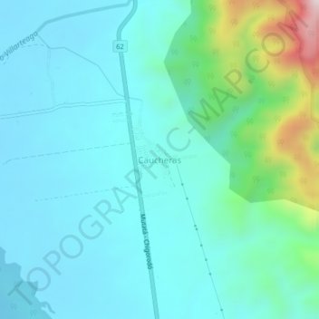 Mapa topográfico Caucheras, altitud, relieve