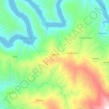 Mapa topográfico Frazumeira, altitud, relieve